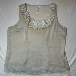 ADIVA CREAM SILKY DRESS BLOUSE - SHELL. XL